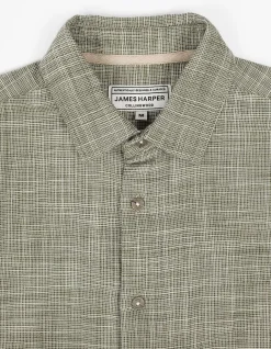 SHORT SLEEVE TEXTURED DOBBY COTTON SHIRT