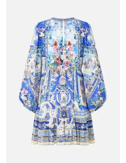 SHORT TIE FRONT BLOUSON DRESS