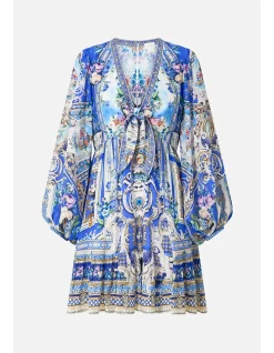 SHORT TIE FRONT BLOUSON DRESS