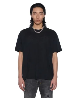 Sid Linen Ss Tee Jet Black