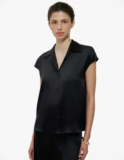 Silk Satin Cap Sleeve Shirt