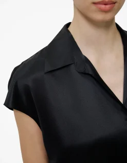 Silk Satin Cap Sleeve Shirt