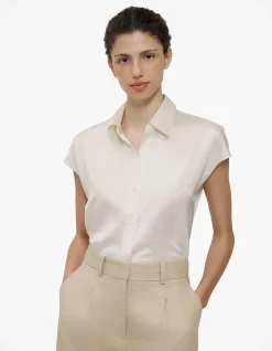 Silk Satin Cap Sleeve Shirt
