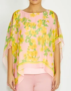 SILVIE PINK FLORAL SILK TOP