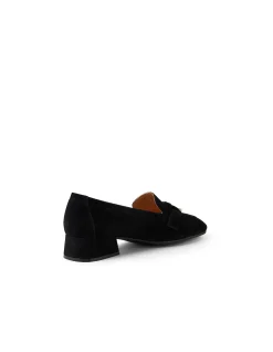 Simon Suede Bow Detail Block Heel Loafers