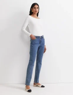 Simone Mid Rise Straight Leg Jean