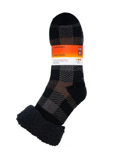 SINGLE PACK HEAT BODS SHERPA CHECK CREW SOCKS