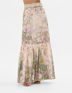 SKIRT WITH DEEP HEM FRILL AND BELT