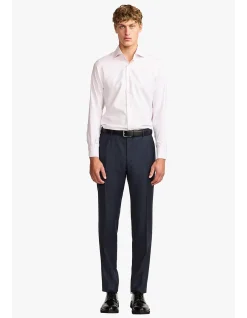 SLACK TROUSER - NAVY MULITCHECK IN PURE WOOL, SUPER 110'S