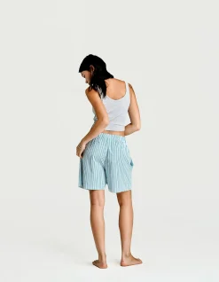 Sleepwear Short Grn / Blu / Wht Stripe