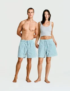 Sleepwear Short Grn / Blu / Wht Stripe