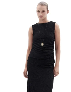 SLEEVELESS LACE RUCHED TOP