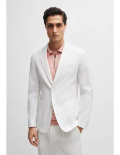 Slim-fit Jacket in Cotton-blend Seersucker
