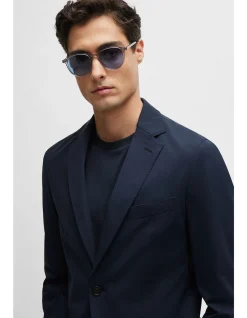 Slim-Fit Jacket in Performance-Stretch Jersey Light Blue
