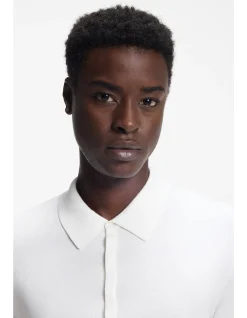 Slim-fit knit polo with rear logo