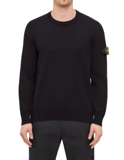Soft Cotton Knit Logo Sleeve Crew Neck Jumper