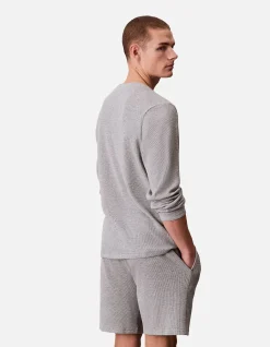 Soft Waffle Henley Long Sleeve Sleep T-Shirt