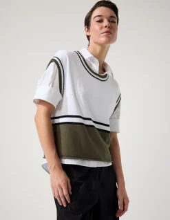 SOLID STRIPE KNIT VEST
