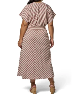 SOMETHING 4 OLIVIA - ALLEGRA LINEN STRIPE MIDI DRESS