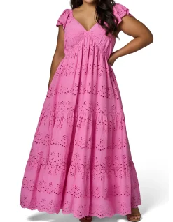 SOMETHING 4 OLIVIA-VIOLET BRODERIE MAXI DRESS
