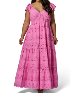 SOMETHING 4 OLIVIA-VIOLET BRODERIE MAXI DRESS