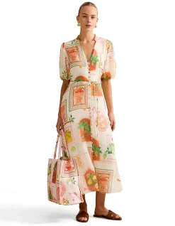 SOPHIE PUFF SLEEVES MIDI DRESS