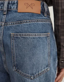 Split Detail High Rise Straight Leg Denim Jeans