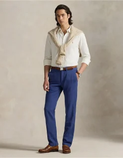 Straight Fit Linen-Cotton Pant