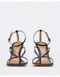 STRETCH HEELED SANDALS IN LEATHER
