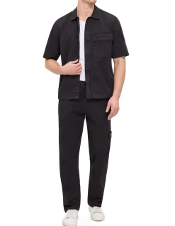 Stretch Organic Cotton Twill Zip Short Sleeve Shirt