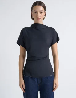 STRETCH VISCOSE DRAPE NECK TOP