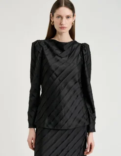 STRIP SATIN BIAS BLOUSE