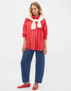STRIPE LINEN OVERSIZED SHIRT