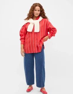 STRIPE LINEN OVERSIZED SHIRT