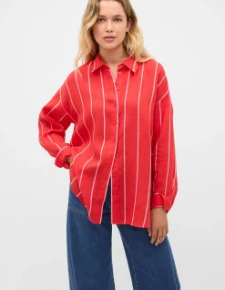 STRIPE LINEN OVERSIZED SHIRT