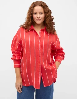 STRIPE LINEN OVERSIZED SHIRT