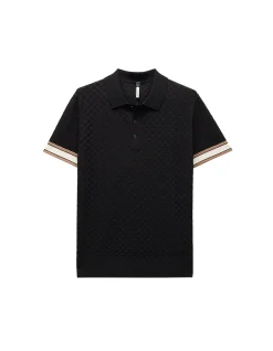 STRIPED CUFF TEXTURE KNIT POLO