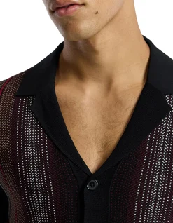 STRIPED JACQUARD KNIT SHIRT