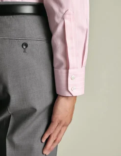 Stripe non-iron herringbone cutaway slim fit shirt