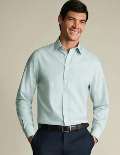 Stripe non-iron poplin cutaway slim fit shirt