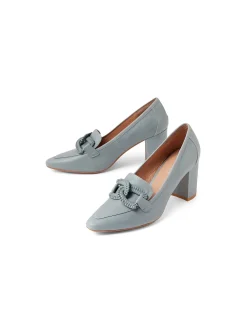 SUNSHEEN Braided Detail Block Heel Pumps