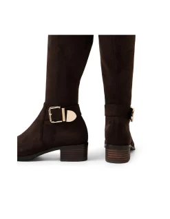 Tabloid Buckle Detail Stretch Knee Boots