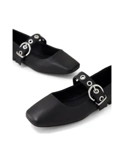 Taimer Eyelet Strap Leather Mary Jane Flats