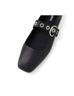 Taimer Eyelet Strap Leather Mary Jane Flats