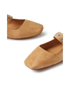 Taimer Buckled Strap Suede Ballet Flats