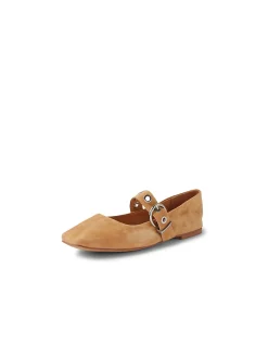 Taimer Buckled Strap Suede Ballet Flats