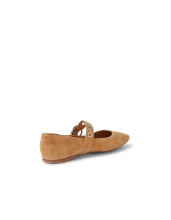 Taimer Buckled Strap Suede Ballet Flats