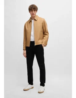 Tapered Fit Cotton Blend Chino Pants Black