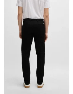 Tapered Fit Cotton Blend Chino Pants Black