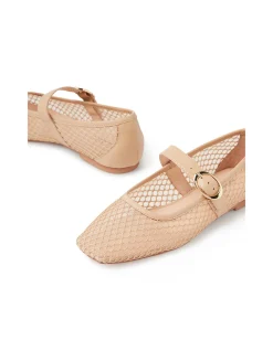 Tartina Mesh Strap Square Toe Flats